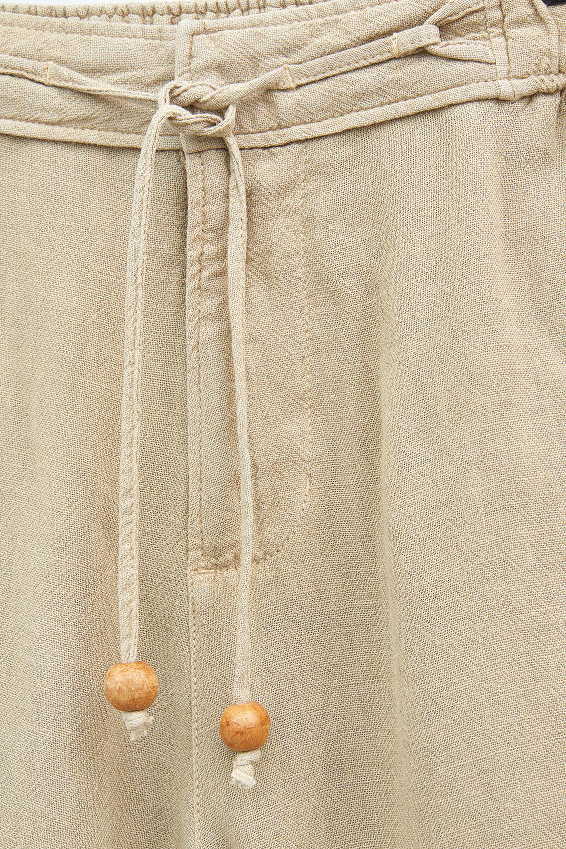 Long linen and tencel trousers with drawstring