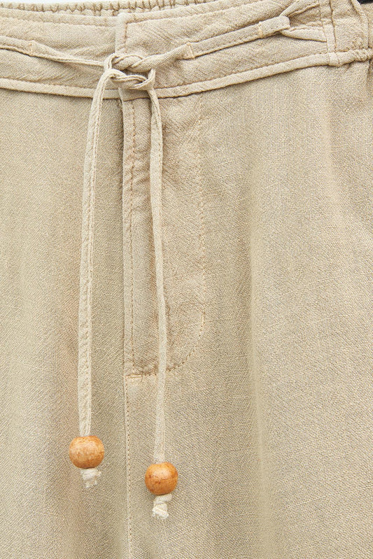 Long linen and tencel trousers with drawstring