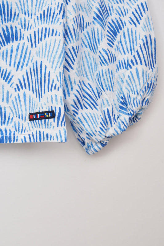 Long-sleeved striped shirt in linen and viscose