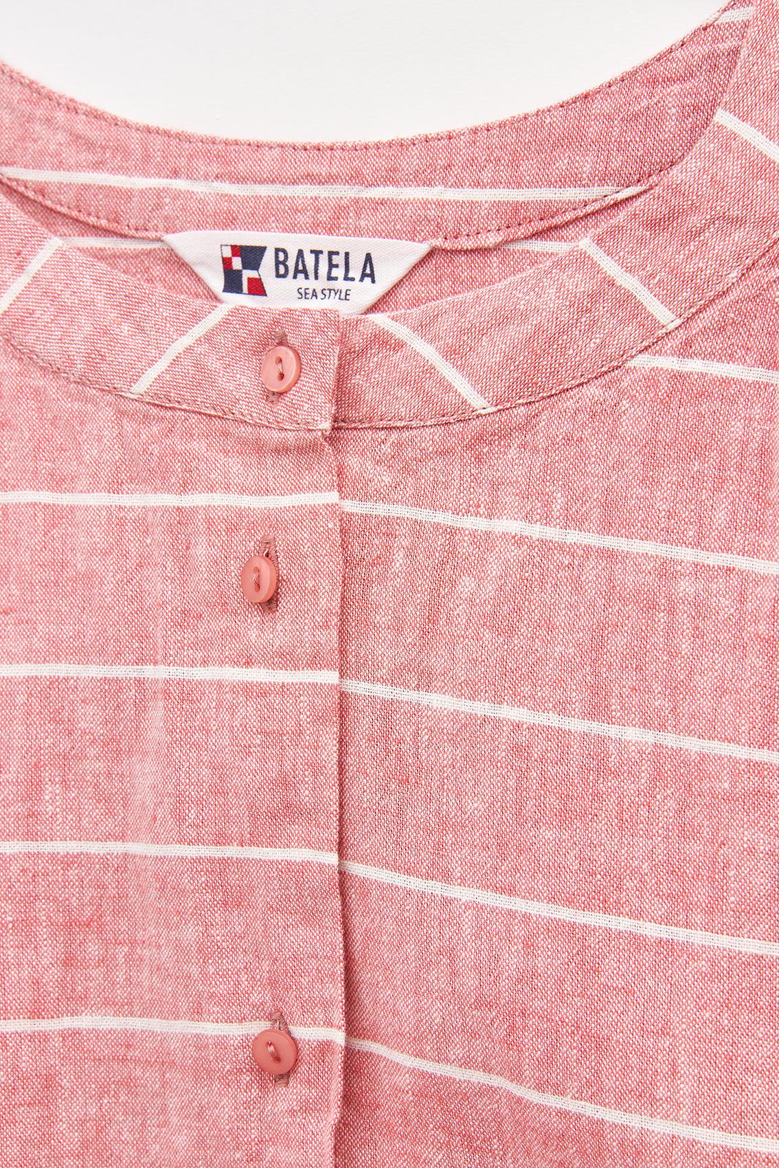 Long-sleeved striped shirt in linen and viscose