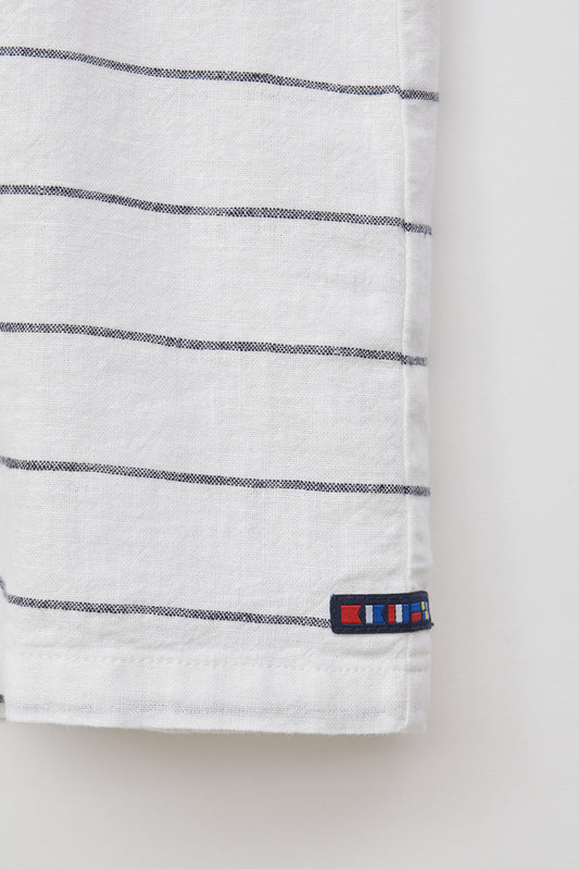 Short-sleeved striped T-shirt in linen and viscose