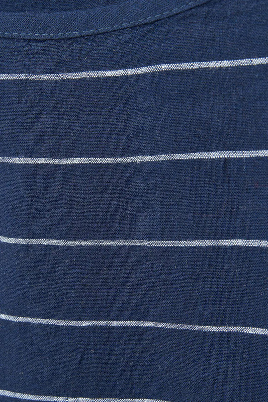 Short-sleeved striped T-shirt in linen and viscose