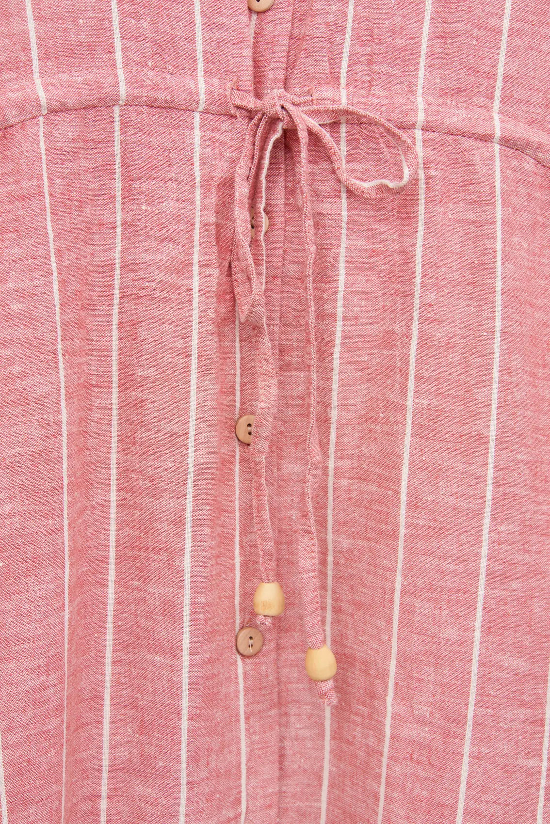 Vestido largo en lino y viscosa botones y cordón de ajuste