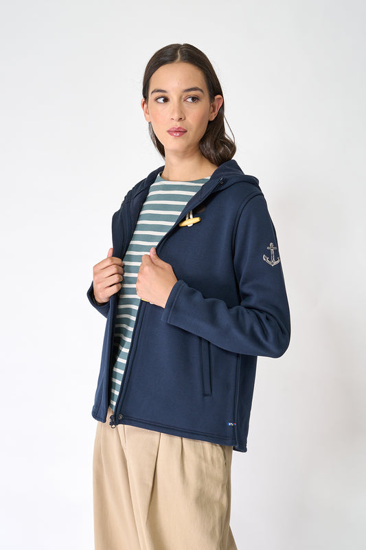 Hooded duffle jacket with buttons