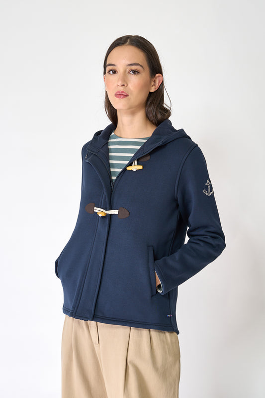 Hooded duffle jacket with buttons