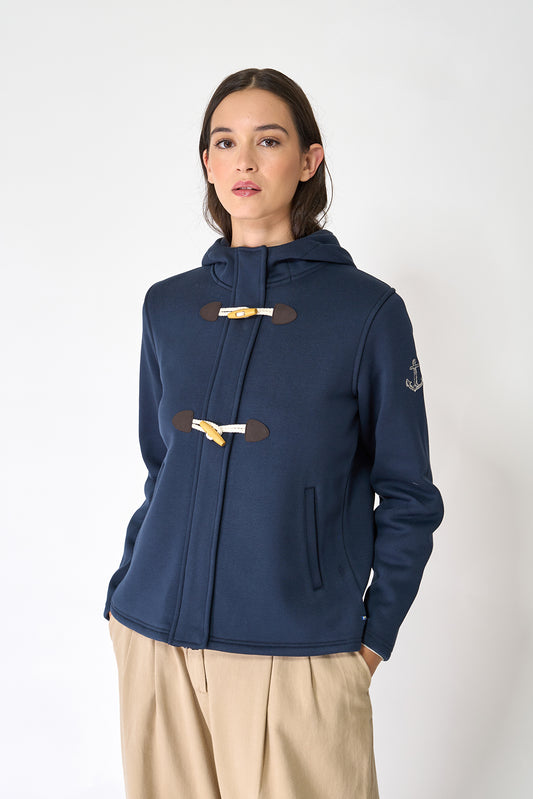 Hooded duffle jacket with buttons