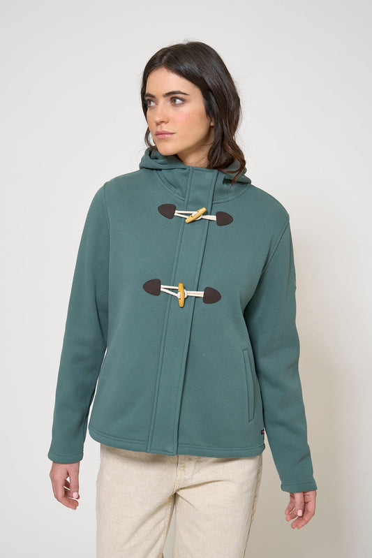 Hooded duffle jacket with buttons