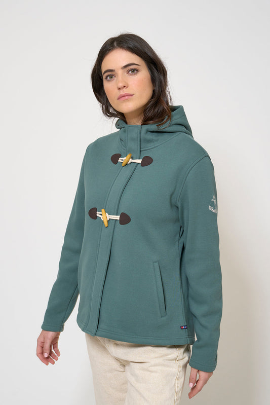 Hooded duffle jacket with buttons