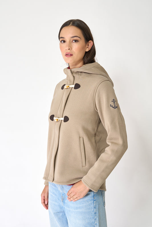 Hooded duffle jacket with buttons