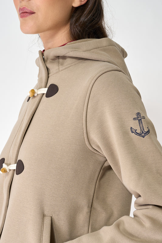 Hooded duffle jacket with buttons