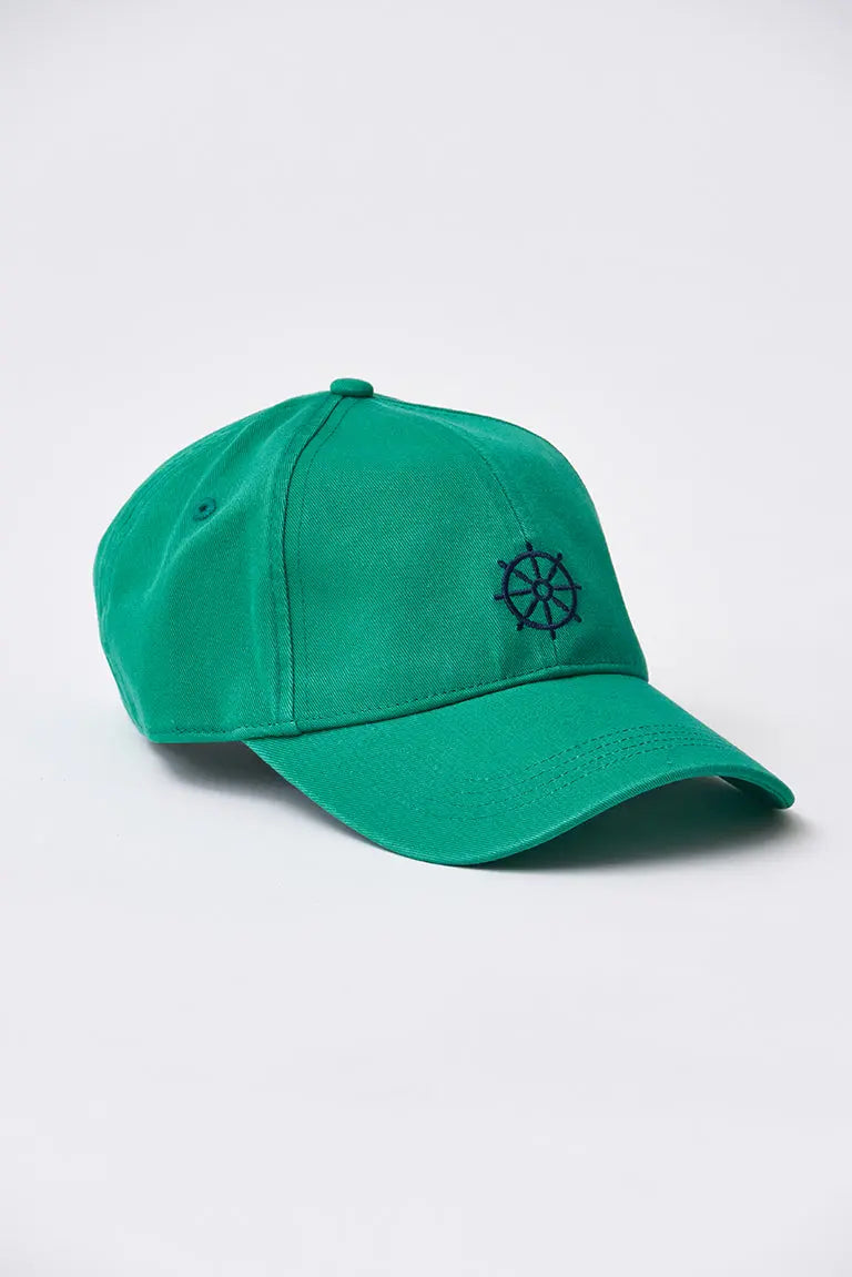 Cotton cap with embroidered rudder