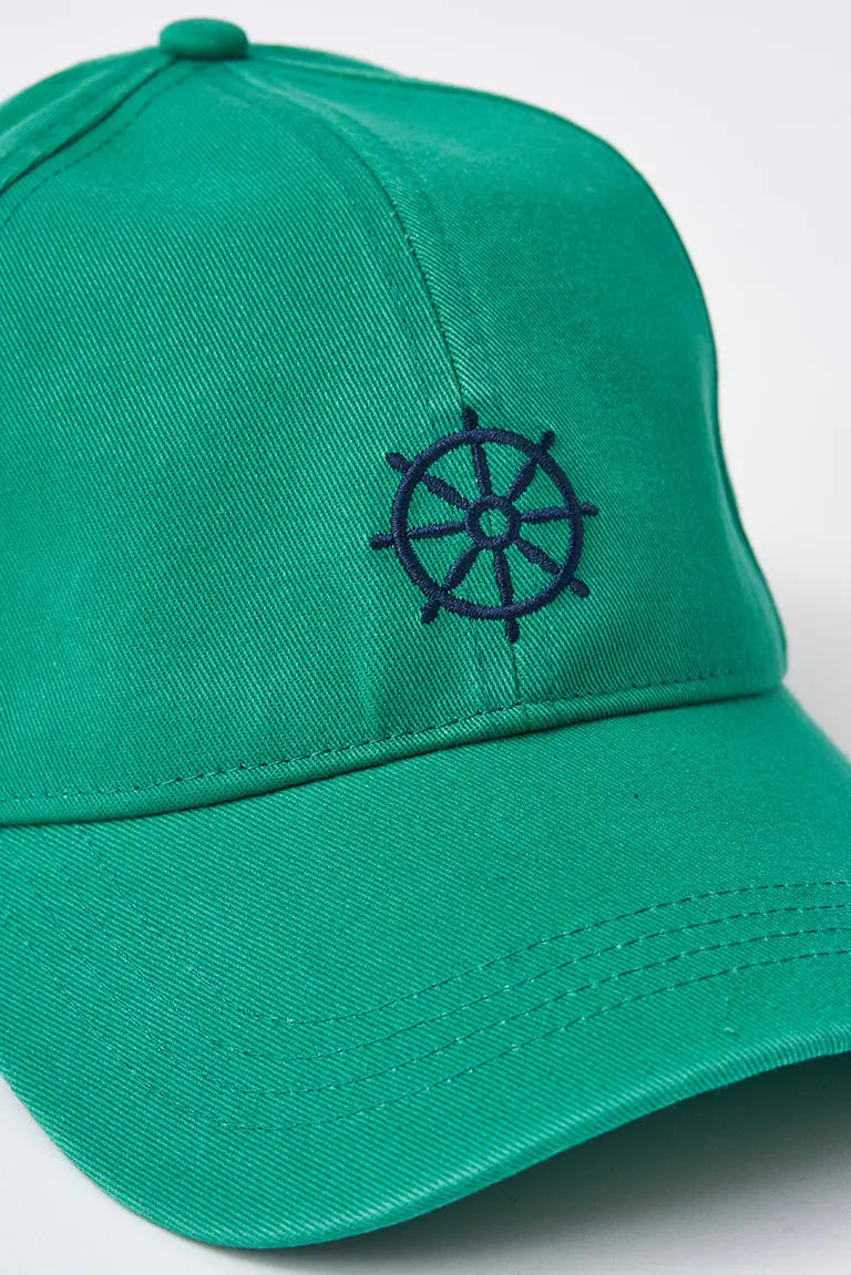 Cotton cap with embroidered rudder
