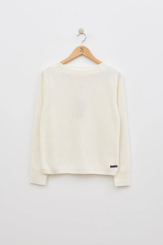 Jersey básico punto de algodón y cuello amplio