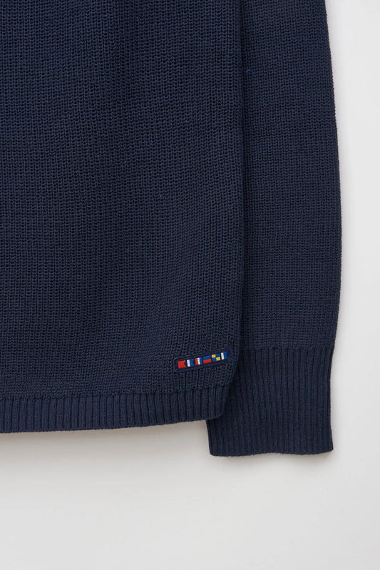 Wide-neck knitted sweater in cotton