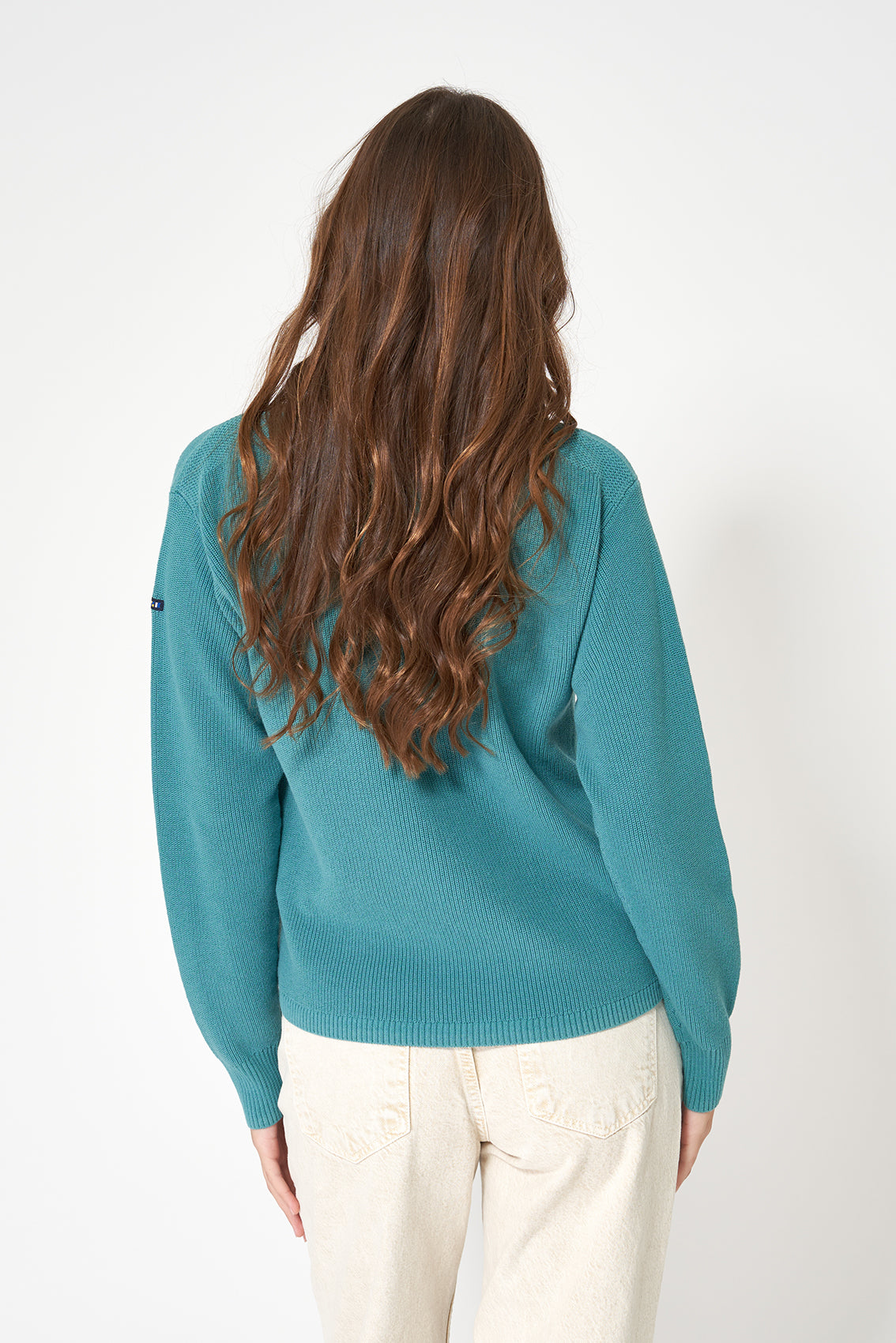 Jersey básico punto de algodón y cuello amplio