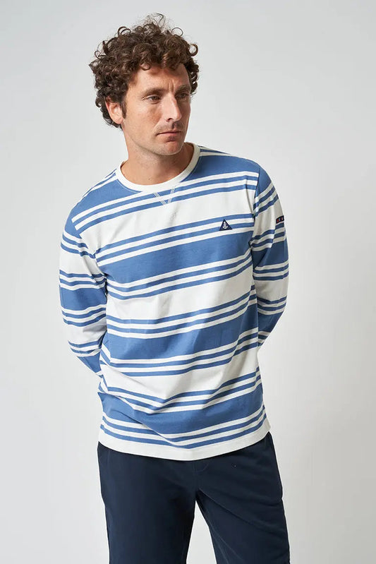 Mahuka luzeko kotoizko kamiseta marraduna