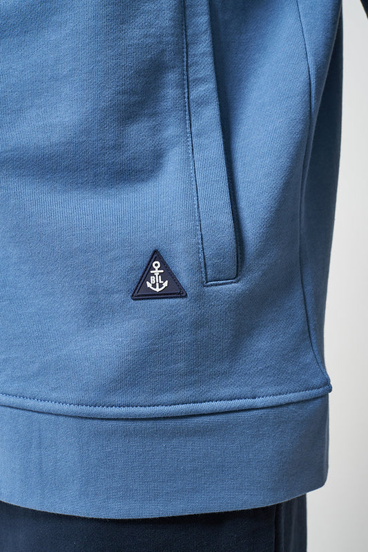 Two-tone terry cloth sweatshirt with hood