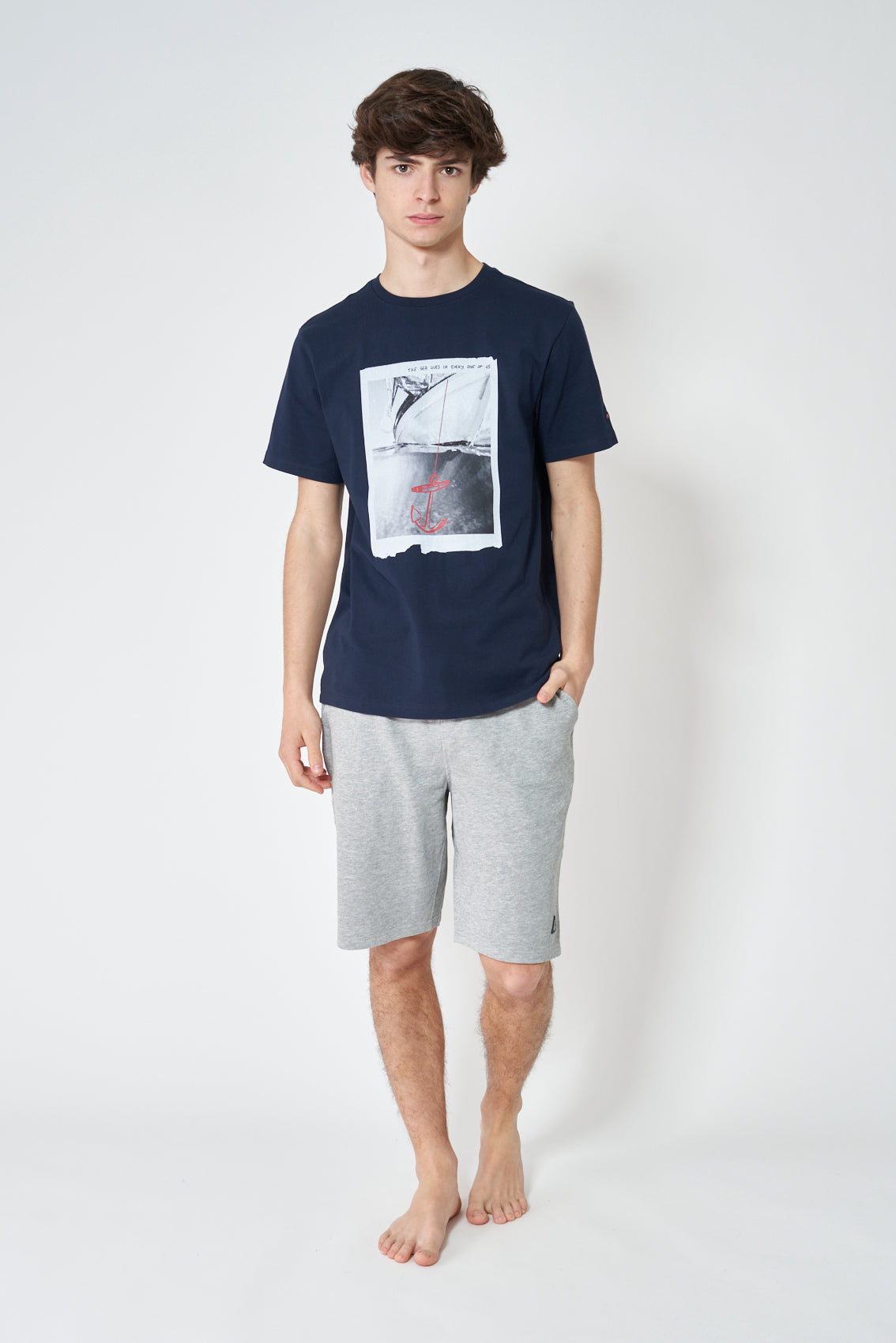 Cotton terry knit Bermuda shorts