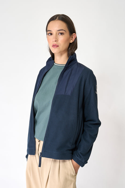 Contrast-coloured fleece jacket