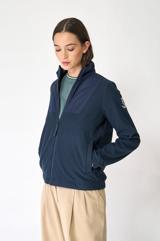 Contrast-coloured fleece jacket