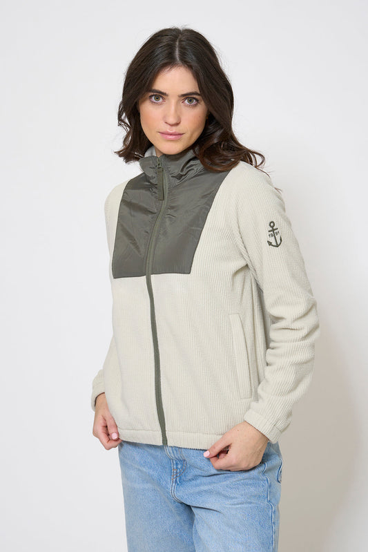 Contrast-coloured fleece jacket