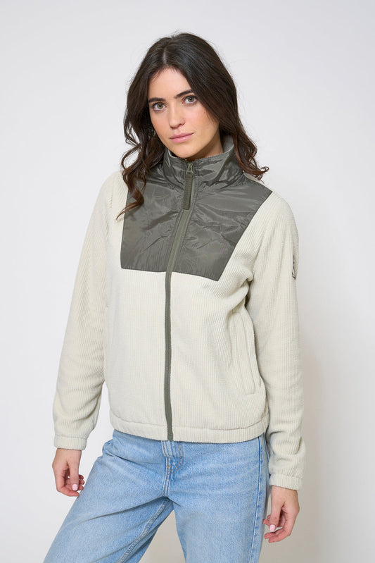 Contrast-coloured fleece jacket