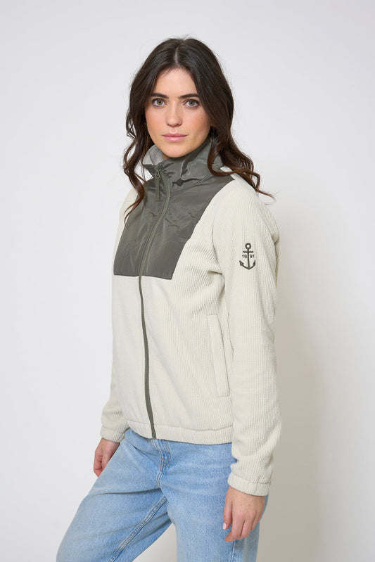 Contrast-coloured fleece jacket