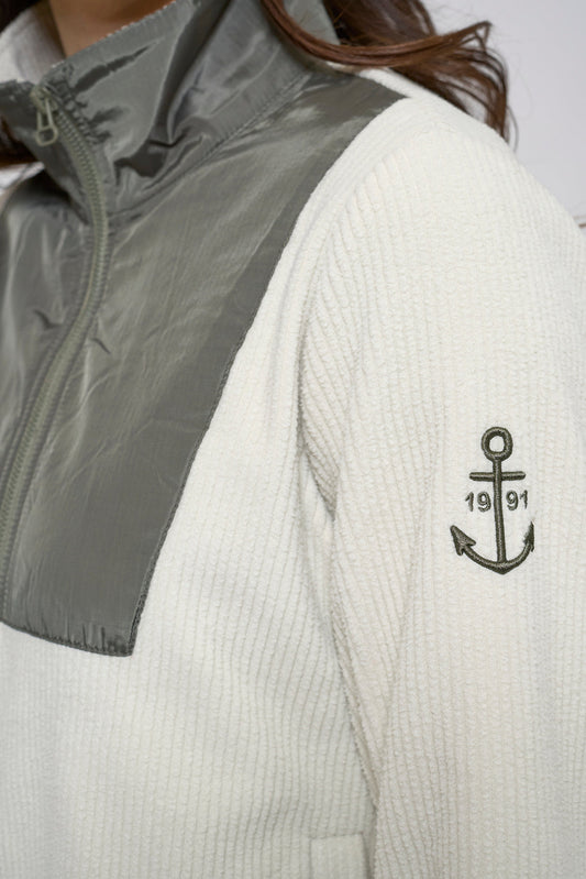 Contrast-coloured fleece jacket