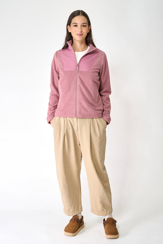 Contrast-coloured fleece jacket