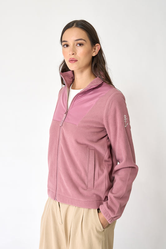 Contrast-coloured fleece jacket