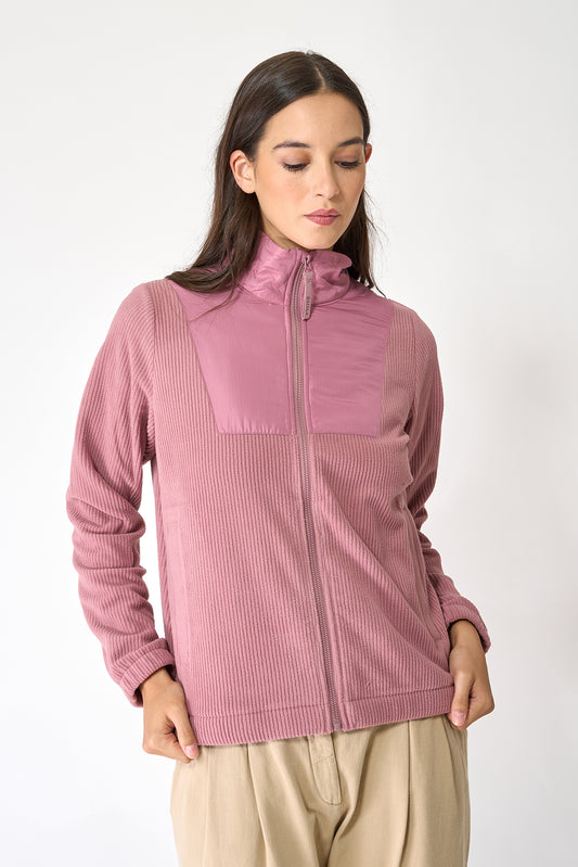 Contrast-coloured fleece jacket