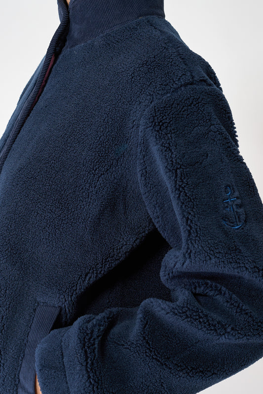 Fleece jacket with corduroy detailing and anchor motif