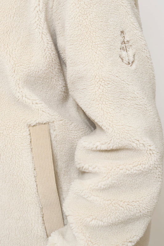 Fleece jacket with corduroy detailing and anchor motif