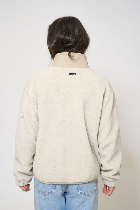 Fleece jacket with corduroy detailing and anchor motif