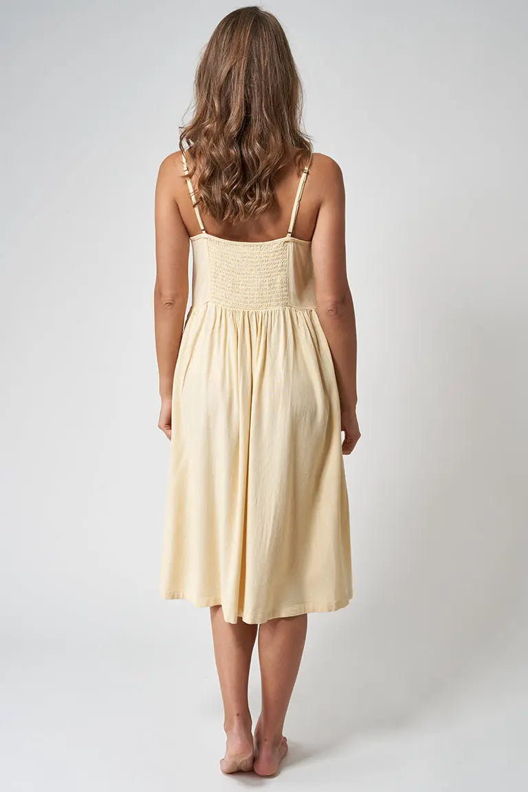 Vestido de tirantes y botones a rayas 100% viscosa