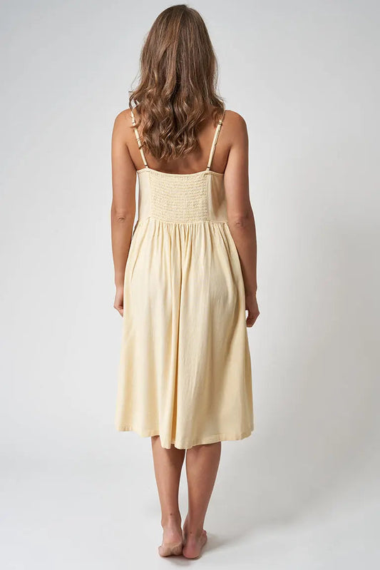 Robe à rayures avec bretelles et boutons, 100% viscose.