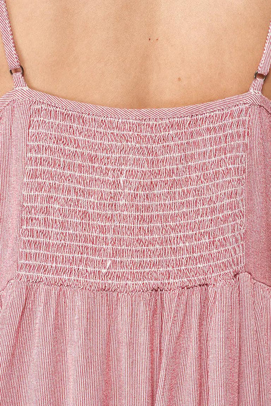 Robe à rayures avec bretelles et boutons, 100% viscose.