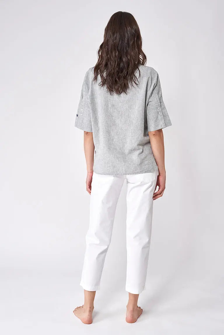 Camiseta oversize de lino y viscosa