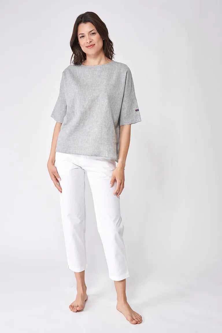 Camiseta oversize de lino y viscosa