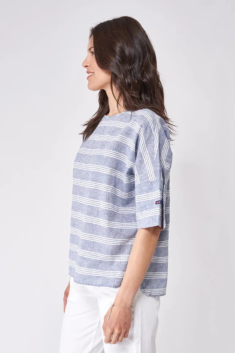 Camiseta oversize de lino y viscosa