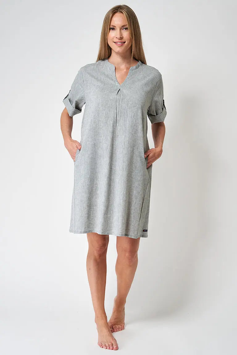 Robe en coton et viscose au au col rond