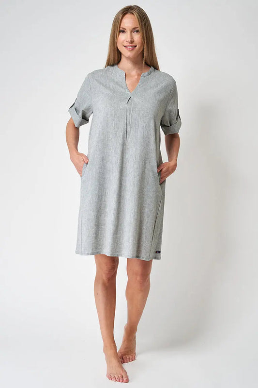 Robe en coton et viscose au au col rond