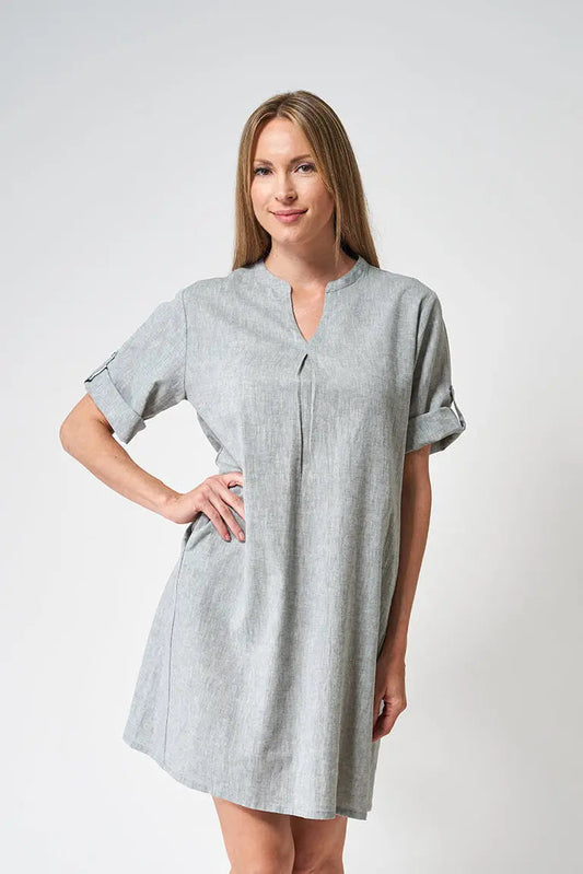 Robe en coton et viscose au au col rond