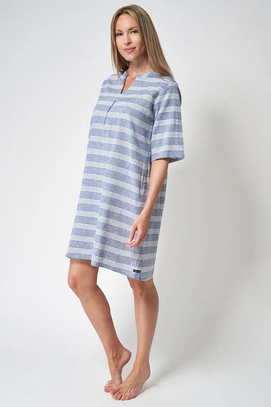 Robe en coton et viscose au au col rond