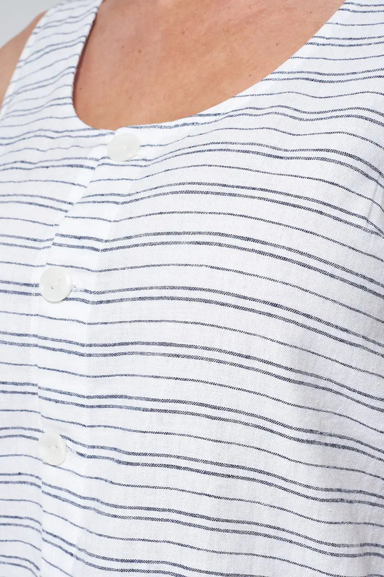 T-shirt sans manches avec boutons, en lin