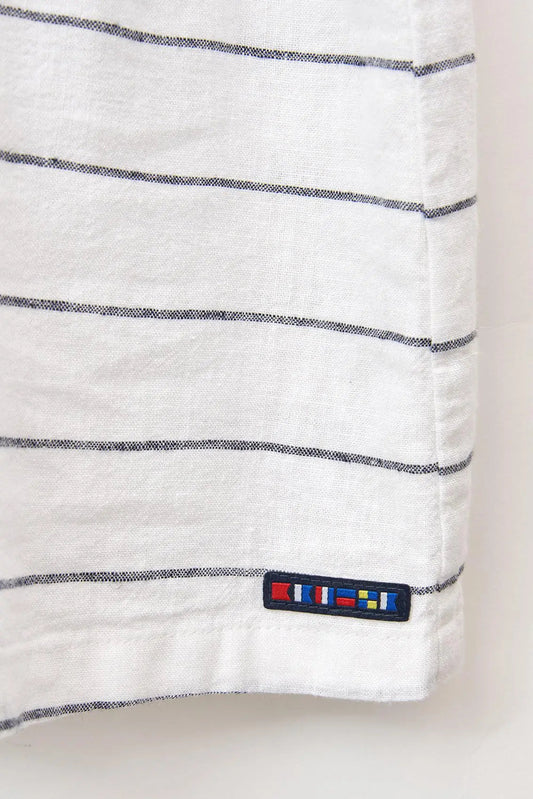 Striped linen and viscose tank top