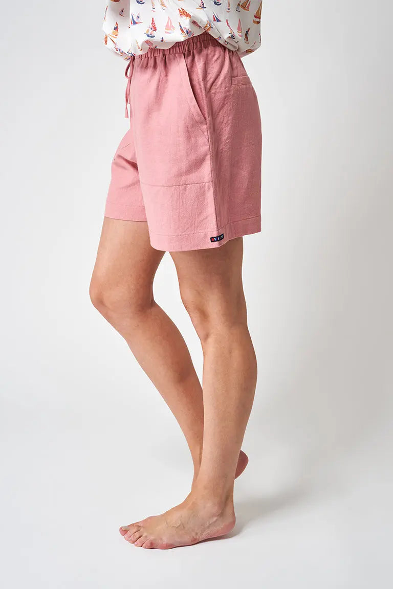 Short confectionné en lin et viscose