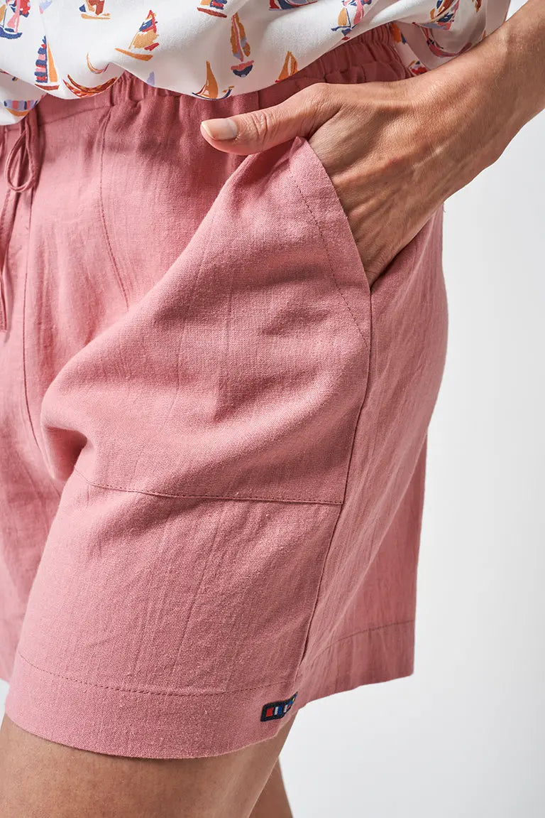 Short confectionné en lin et viscose