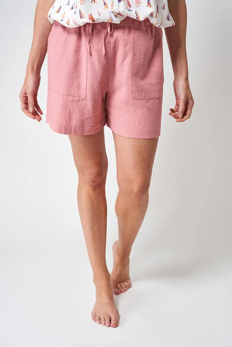 Short confectionné en lin et viscose