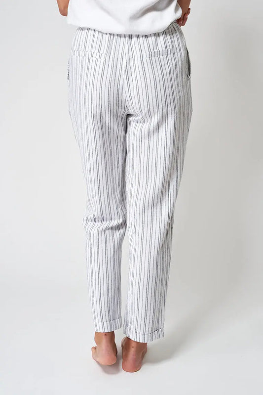 Pantalon long pour femme, confectionné en lin et viscose